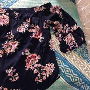 Navy off the shoulder shirt